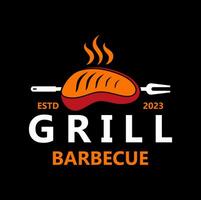 Grill Grill Logo Jahrgang. retro gegrillt Grill Essen Vektor Illustration