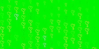ljusgrön, gul vektorstruktur med kvinnors rättighetssymboler. vektor