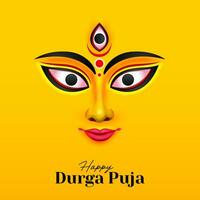 Göttin maa Durga Gesicht im glücklich Durga Puja, Dussehra, und navratri Feier Konzept zum Netz Banner, Poster, Sozial Medien Post, und Flyer Werbung vektor