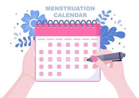 Menstruationskalender Frauen, um die Darstellung des Datumszyklus zu überprüfen vektor