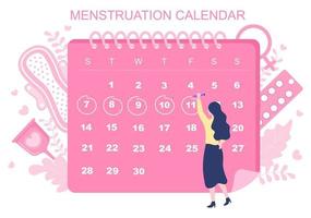 Menstruationskalender Frauen, um die Darstellung des Datumszyklus zu überprüfen vektor
