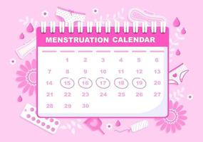 Menstruationskalender Frauen, um die Darstellung des Datumszyklus zu überprüfen vektor