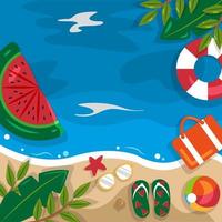 schöne Sommer Strand Meer Natur Urlaub Draufsicht Hintergrund Illustration 01 vektor