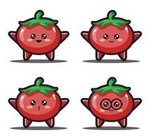 söt tecknad tomat kawaii design premium vektor