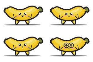 söt tecknad banan frukt kawaii design premium vektor