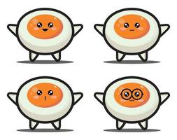 söt tecknad ägg kawaii design premium vektor