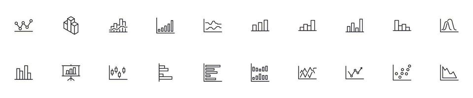 Diagram begrepp. Diagram linje ikon uppsättning. samling av vektor tecken i trendig platt stil för webb webbplatser, internet butiker och butiker, böcker och flygblad. premie kvalitet ikoner isolerat på vit bakgrund