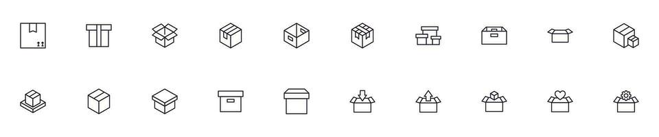 Box Konzept. Sammlung von modern hoch Qualität Box Linie Symbole. editierbar Schlaganfall. Prämie linear Symbol zum Netz Websites, Flyer, Banner, online Geschäfte und Firmen. vektor