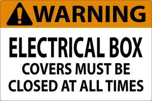 Warnung Zeichen elektrisch Box Abdeckungen Muss Sein geschlossen beim alle mal vektor