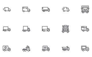 lastbil begrepp. samling av modern hög kvalitet leverans linje ikoner. redigerbar stroke. premie linjär symbol för webb webbplatser, flygblad, banderoller, uppkopplad butiker och företag. vektor