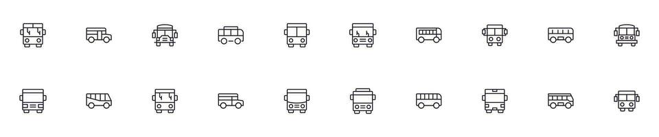 Bus Konzept. Sammlung von modern hoch Qualität Bus Linie Symbole. editierbar Schlaganfall. Prämie linear Symbol zum Netz Websites, Flyer, Banner, online Geschäfte und Firmen. vektor