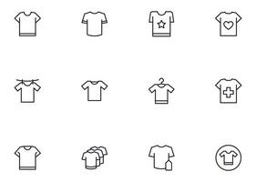Sammlung von modern T-Shirts Gliederung Symbole. einstellen von modern Abbildungen zum Handy, Mobiltelefon Apps, Netz Websites, Flyer, Banner usw isoliert auf Weiß Hintergrund. Prämie Qualität Zeichen vektor