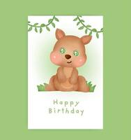Geburtstagskarte mit süßem Känguru im Aquarell-Stil vektor
