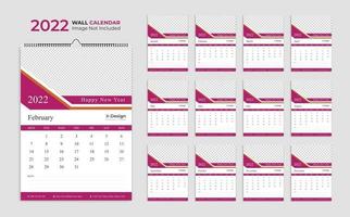 2022 väggkalendermall, schema kalender årlig affärsplanerare, schema, evenemangskalender, skrivbordskalender vektor