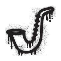 Saxophon Graffiti mit schwarz sprühen Farbe vektor