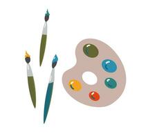 Farben und Bürsten, Aquarelle. Werkzeuge zum das Maler. ein Trend Hobby. vektor