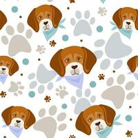 Beagle Hund Karikatur Vektor Illustration nahtlos Muster Textur Hintergrund Hintergrund.