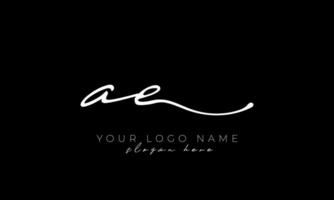 Handschrift Brief ae Logo Design. ae Logo Design kostenlos Vektor Vorlage