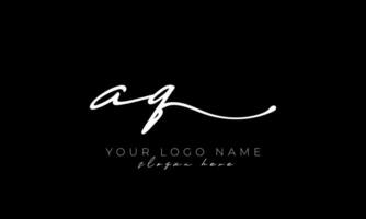 Handschrift Brief aq Logo Design. aq Logo Design kostenlos Vektor Vorlage