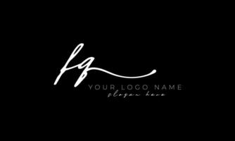 Handschrift Brief fq Logo Design. fq Logo Design kostenlos Vektor Vorlage