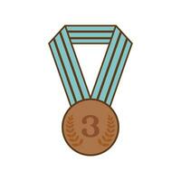 tilldela band brons medalj siffra tre ikon isolerat vektor illustration