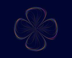 ein bunt Blume mit Punkte auf Blau Hintergrund, cmyk Halbton Punkt bewirken vektor