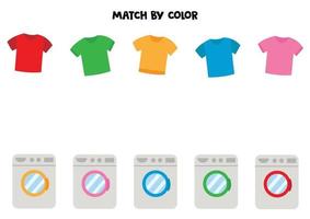 matcha t-shirts och tvättmaskiner efter färg. vektor