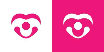 Mensch Gesundheit Logo Design, Kombination von Mensch und Herz vektor