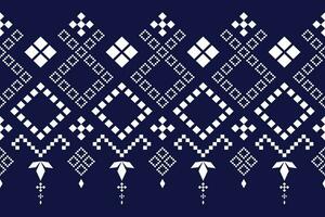 Indigo Marine Blau geometrisch traditionell ethnisch Muster Ikat nahtlos Muster Rand abstrakt Design zum Stoff drucken Stoff Kleid Teppich Vorhänge und Sarong aztekisch afrikanisch indisch indonesisch vektor