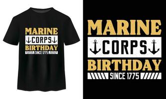 glücklich Marine Korps Geburtstag t Hemd Design auf schwarz t Shirt, etabliert uns Marine corp im 1775 auf November 10 T-Shirts, Typografie amerikanisch Marine Pflanzen Geburtstag Veranstaltung und Urlaub Vektor Illustration