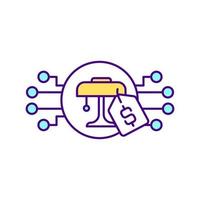 RGB-Farbsymbol für die Lokalisierung von Produktinhalten. auf Überseegebiete abzielen. isolierte Vektor-Illustration. Warenanpassung und Modifikation an internationale Märkte einfache gefüllte Strichzeichnung vektor