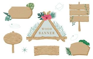 Holz Banner Sammlung von Safari.bearbeitbar Vektor Illustration zum Geburtstag Einladung, Postkarte und Aufkleber