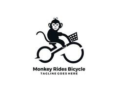 Affe Reiten Fahrrad Logo Design Vorlage kostenlos Vektor