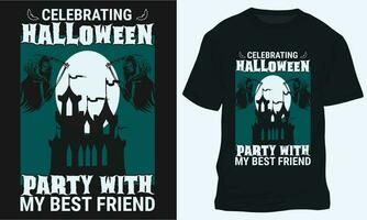 feiern Halloween Party mit meine Beste Freund, Halloween T-Shirt Design vektor