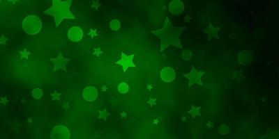 hellgrüne Vektorschablone mit Kreisen, Sternen. vektor