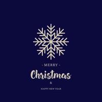 jul och nyår gratulationskort illustration med snöflinga och bokstäver