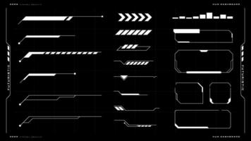 hud trogen användare gränssnitt uppsättning. sci-fi hud instrumentbräda visa virtuell verklighet element packa. vektor