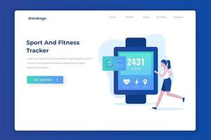 Sport- und Fitnesstracker Illustration Landing Page Konzept page vektor