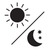 Nacht Symbol von das Mond mit Sterne und Sonne Symbol, Vektor auf Weiß Hintergrund.