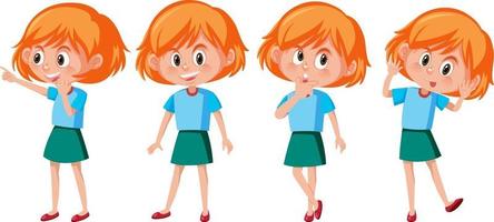 Zeichentrickfigur eines Mädchens mit verschiedenen Posen vektor