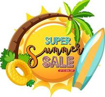 Super Sommer Sale Banner mit Strandelementen isoliert vektor