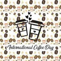 internationell kaffe dag mönster design vektor