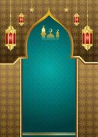Arabisch islamisch Ramadan kareem Zier Flyer Banner mit Ramadhan Laterne eid al fitr Hintergrund vektor