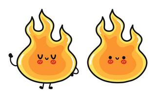 Feuer Charakter. Vektor Hand gezeichnet Karikatur kawaii Charakter Illustration Symbol. isoliert auf Weiß Hintergrund. Feuer Charakter Konzept