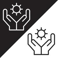 künstlich Intelligenz Hand halten Sonne Symbol. Hand halten Sonne Vektor Symbol von künstlich Intelligenz Sammlung. Gliederung Stil Hand halten Sonne künstlich Intelligenz Symbol.
