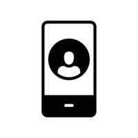 Handy, Mobiltelefon Konto Glyphe Symbol, erstellen Neu meine Profil zum Profil Netzwerk. Benutzer Seite im Sozial Netzwerk Vorlage. Benutzerbild persönlich Kontakt Piktogramm. Vektor Illustration. Design auf Weiß Hintergrund. eps 10