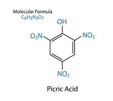 picric Acid Molekül Skelett- Formel Vektor Illustration.