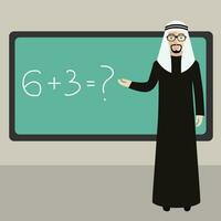 man i klassrum. muslim lärare. platt vektor. vektor