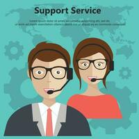 Unterstützung Bedienung Konzept. technisch Unterstützung und online Hilfe. Beratungsstelle. eben Vektor Illustration.