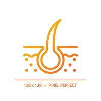2d Pixel perfekt Haar Birne Gradient Symbol, isoliert Vektor, Haarpflege dünn Linie einfach Orange Illustration. vektor